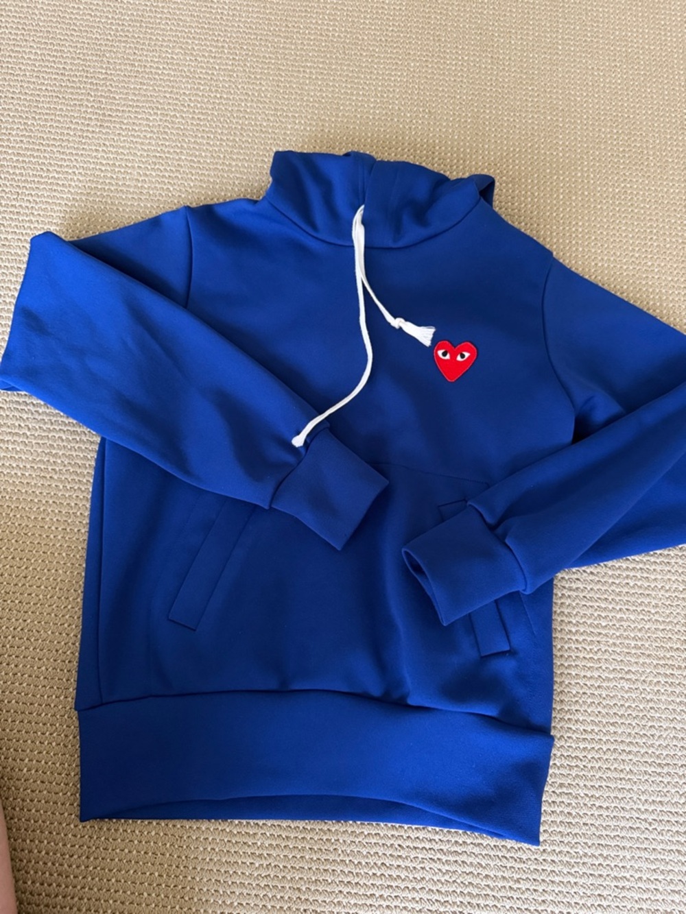 Comme des Garçons PLAY Royal Blue Hoodie with Red Heart Logo